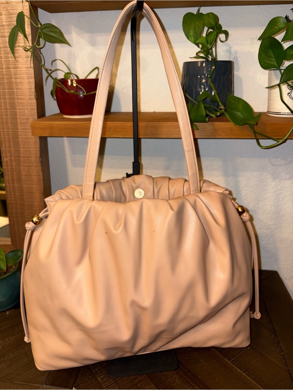Women's Soft Gathered Shoulder Bag - Blush Pink